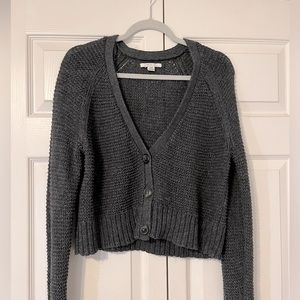 American Eagle Gray Cropped Cardigan